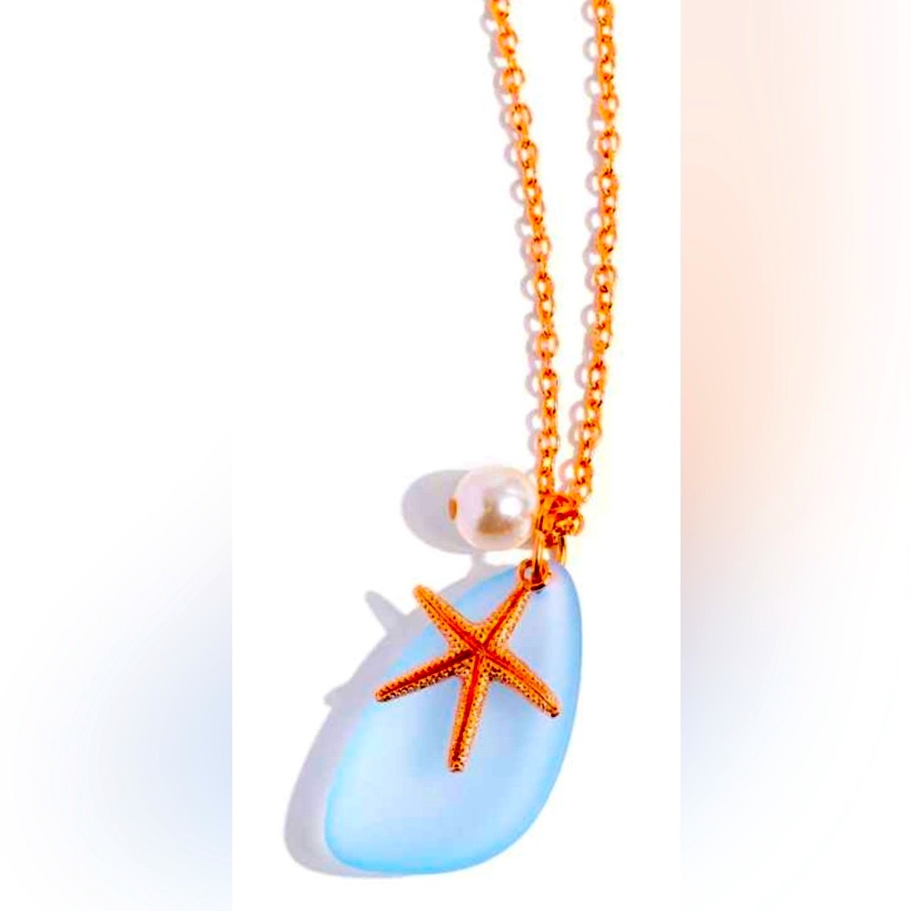 🧜🏻‍♀️🩵🧜  “SEA GLASS STASH” COPPER NECKLACE WITH FREE EARRINGS ~ PAPARAZZI❗️